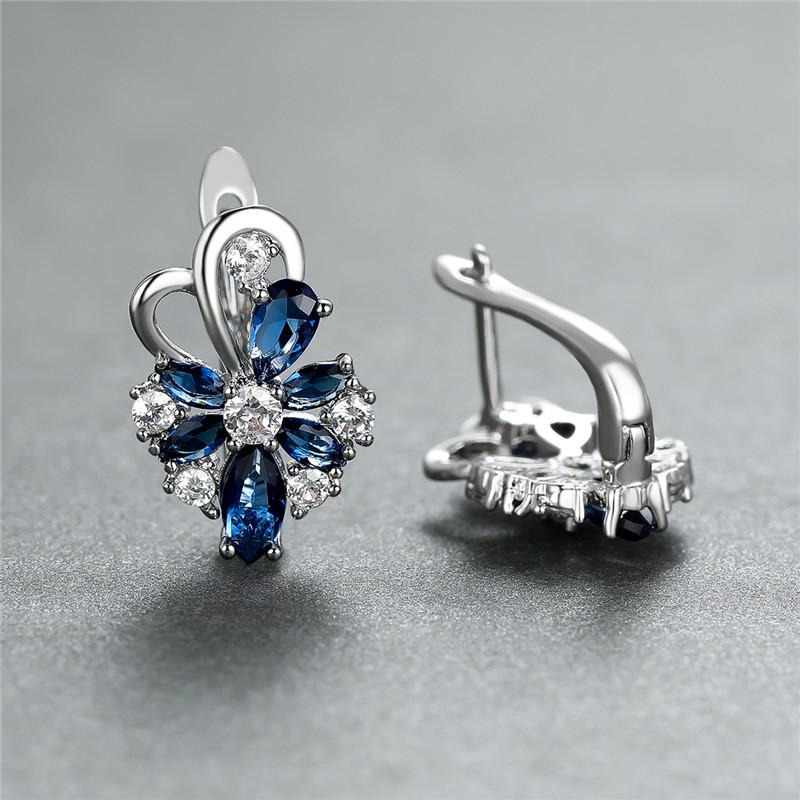 Elegant Waterdrop Zircon Flower Earrings — 2