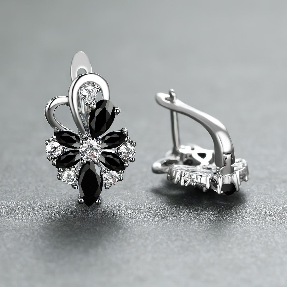Elegant Waterdrop Zircon Flower Earrings — 1