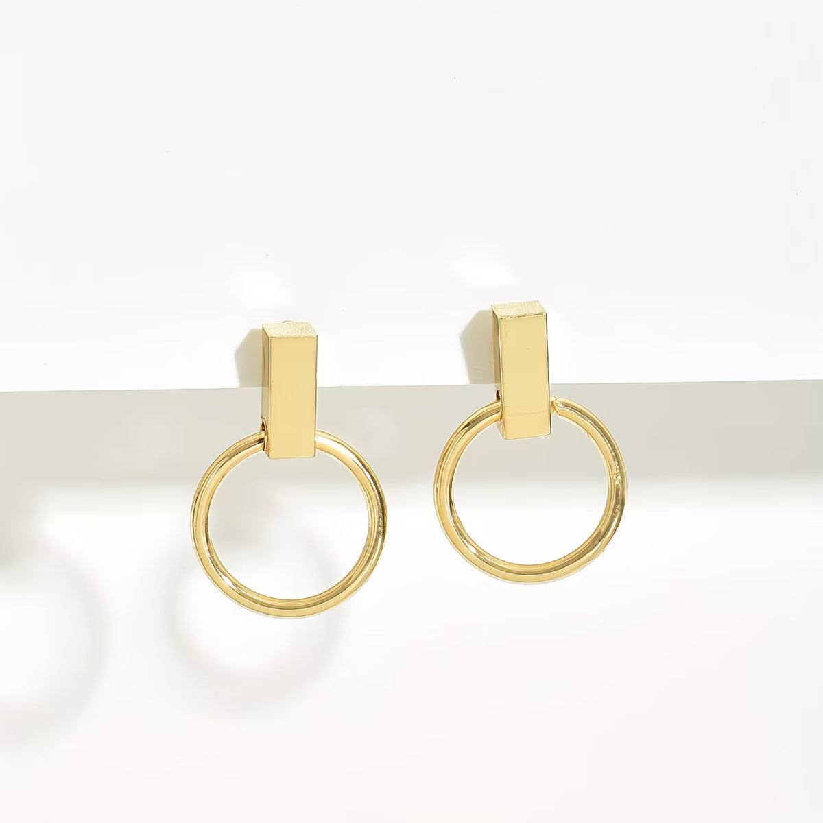 Minimalist Bar Circle Earrings — 2