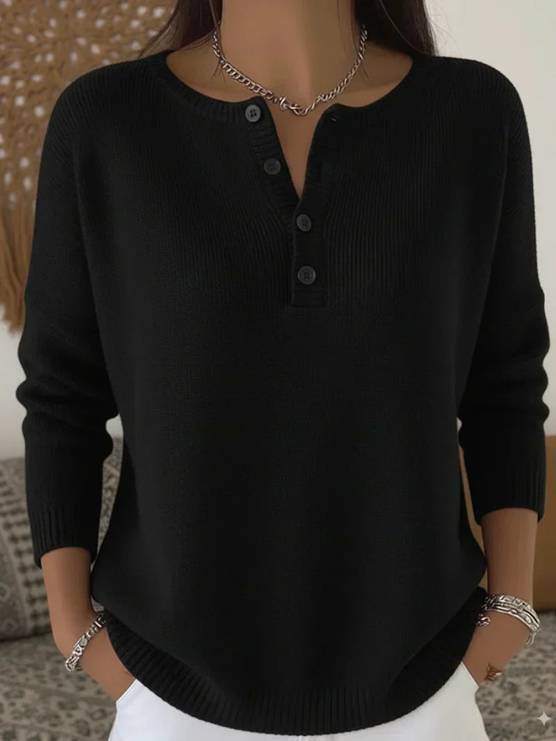 Helena™ | Henley Button-Up Knit Sweater — 4