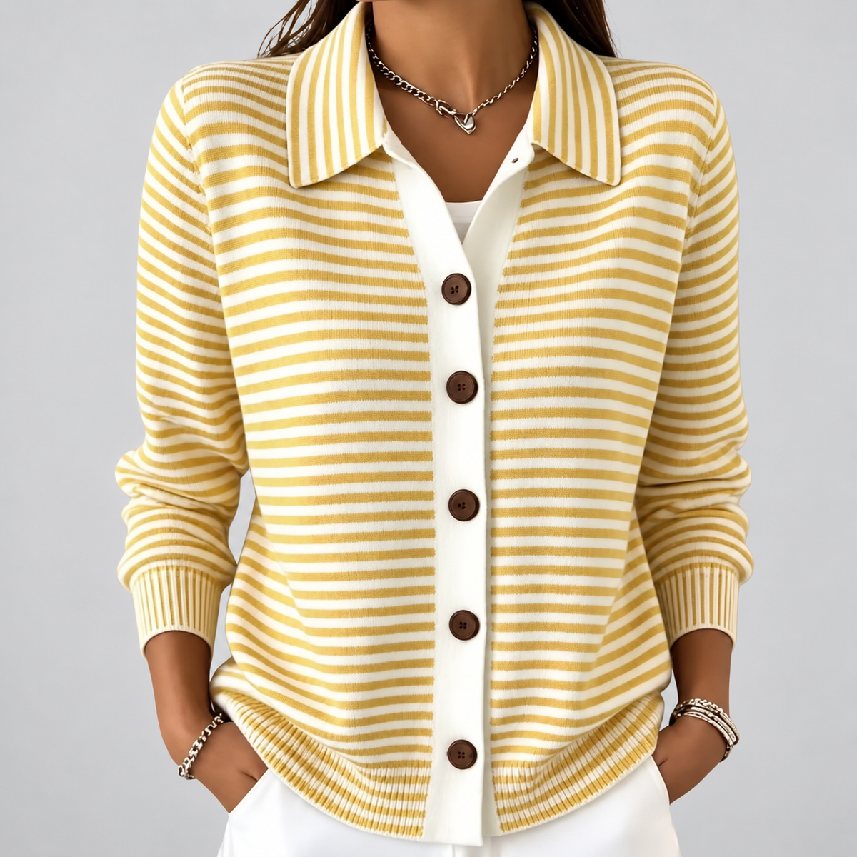 Nola™ Striped Button Cardigan — 6