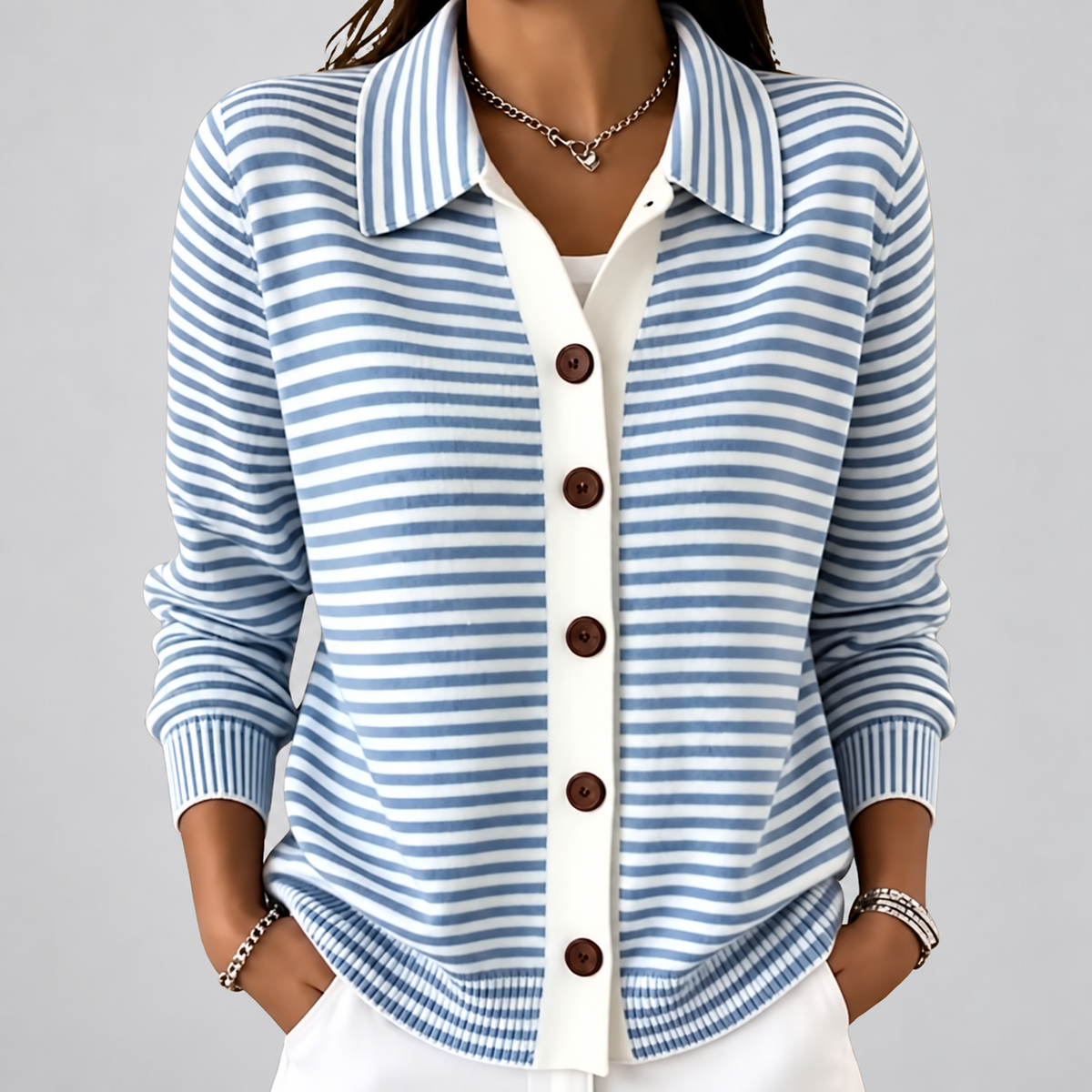 Nola™ Striped Button Cardigan — 5