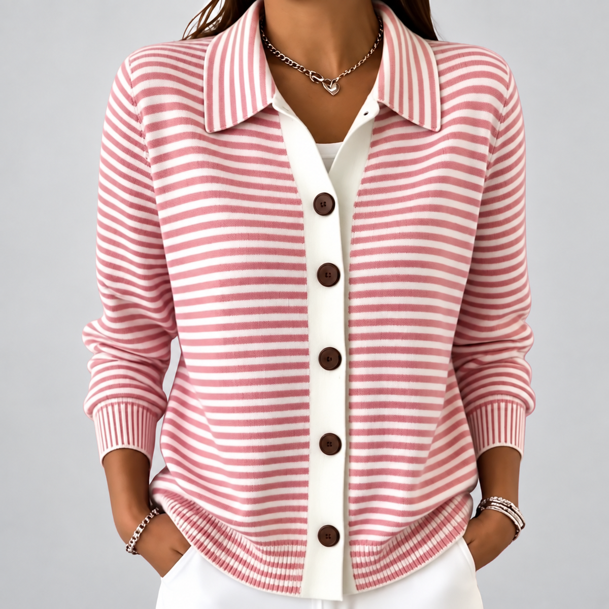 Nola™ Striped Button Cardigan — 4