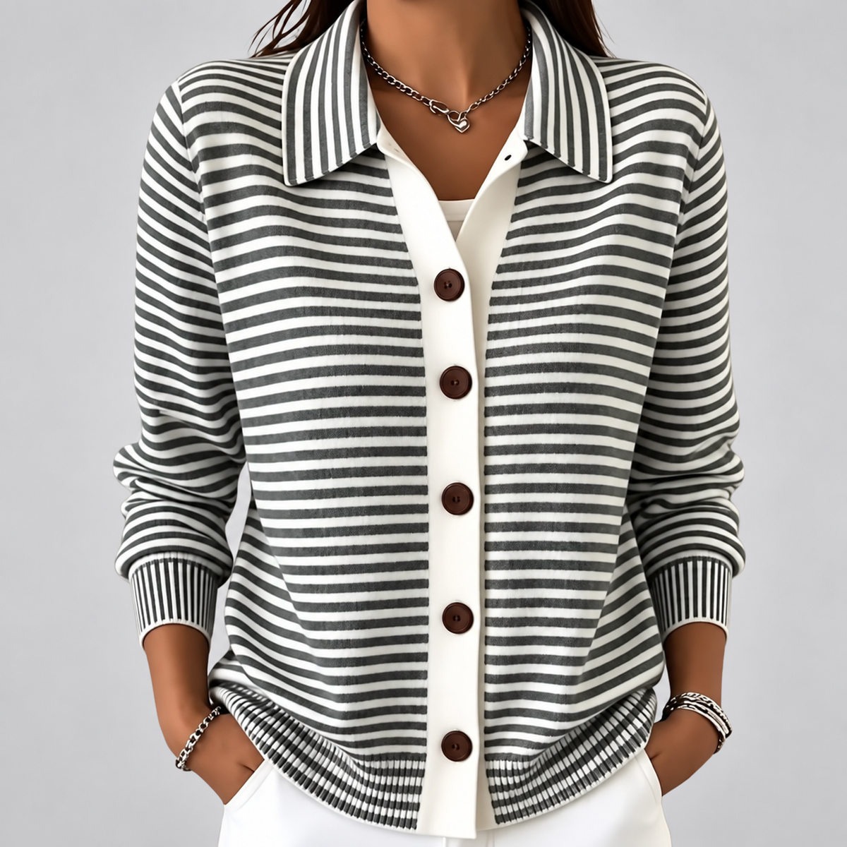 Nola™ Striped Button Cardigan — 3