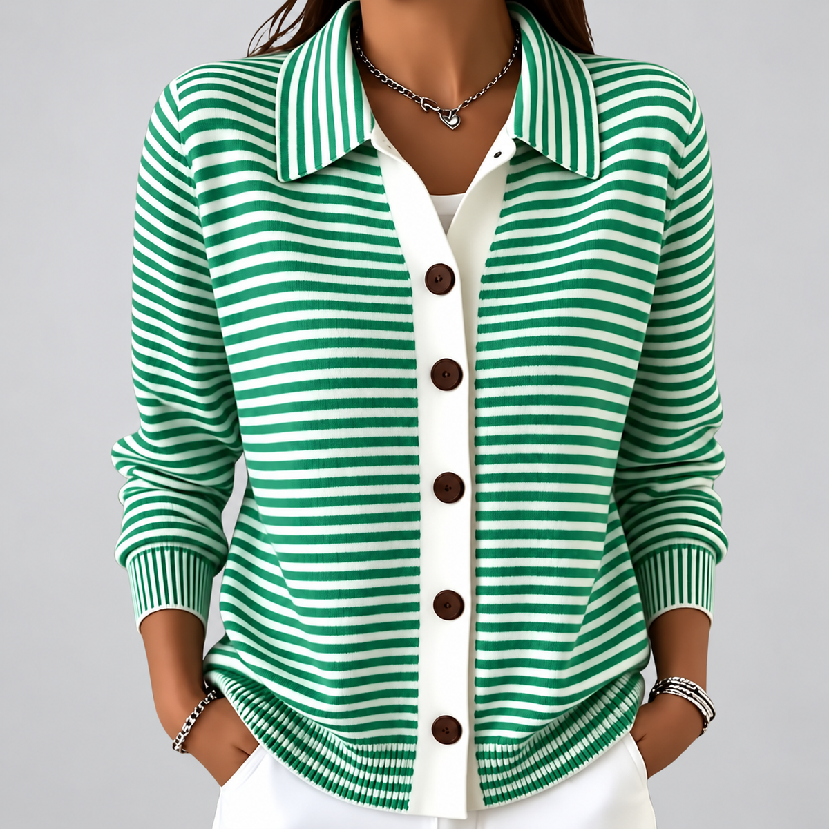 Nola™ Striped Button Cardigan — 2
