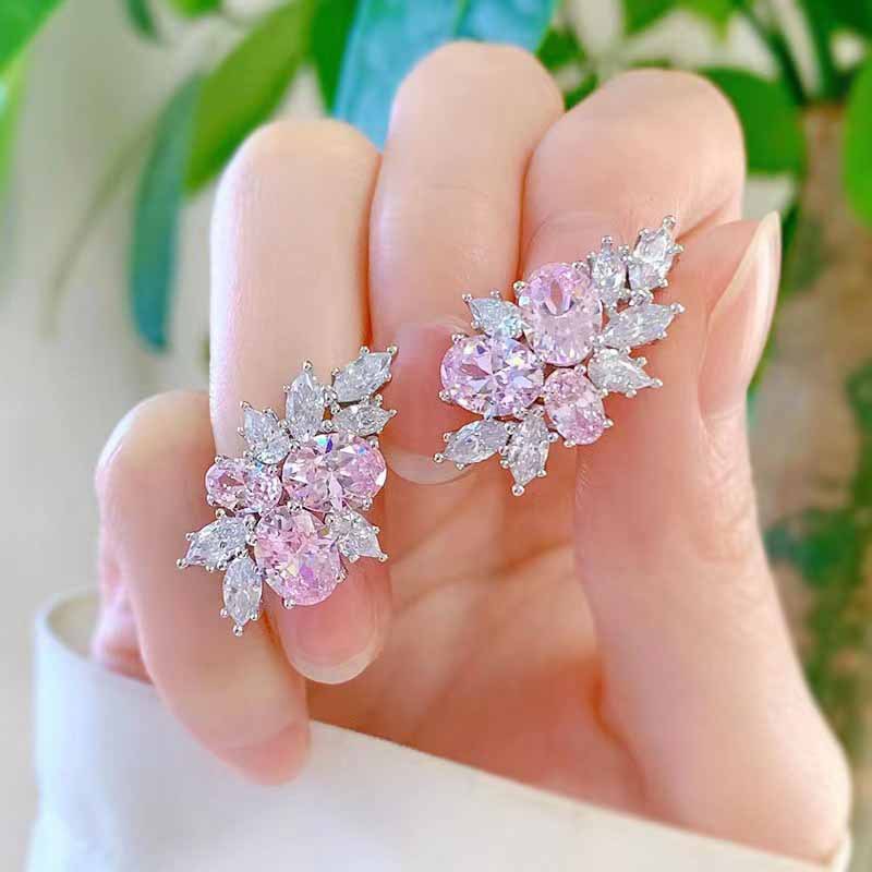 Elegant Rosé Sapphire Blossom Earrings — 4