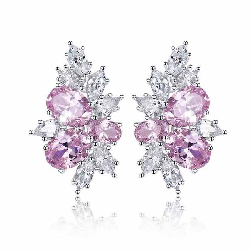 Elegant Rosé Sapphire Blossom Earrings — 3