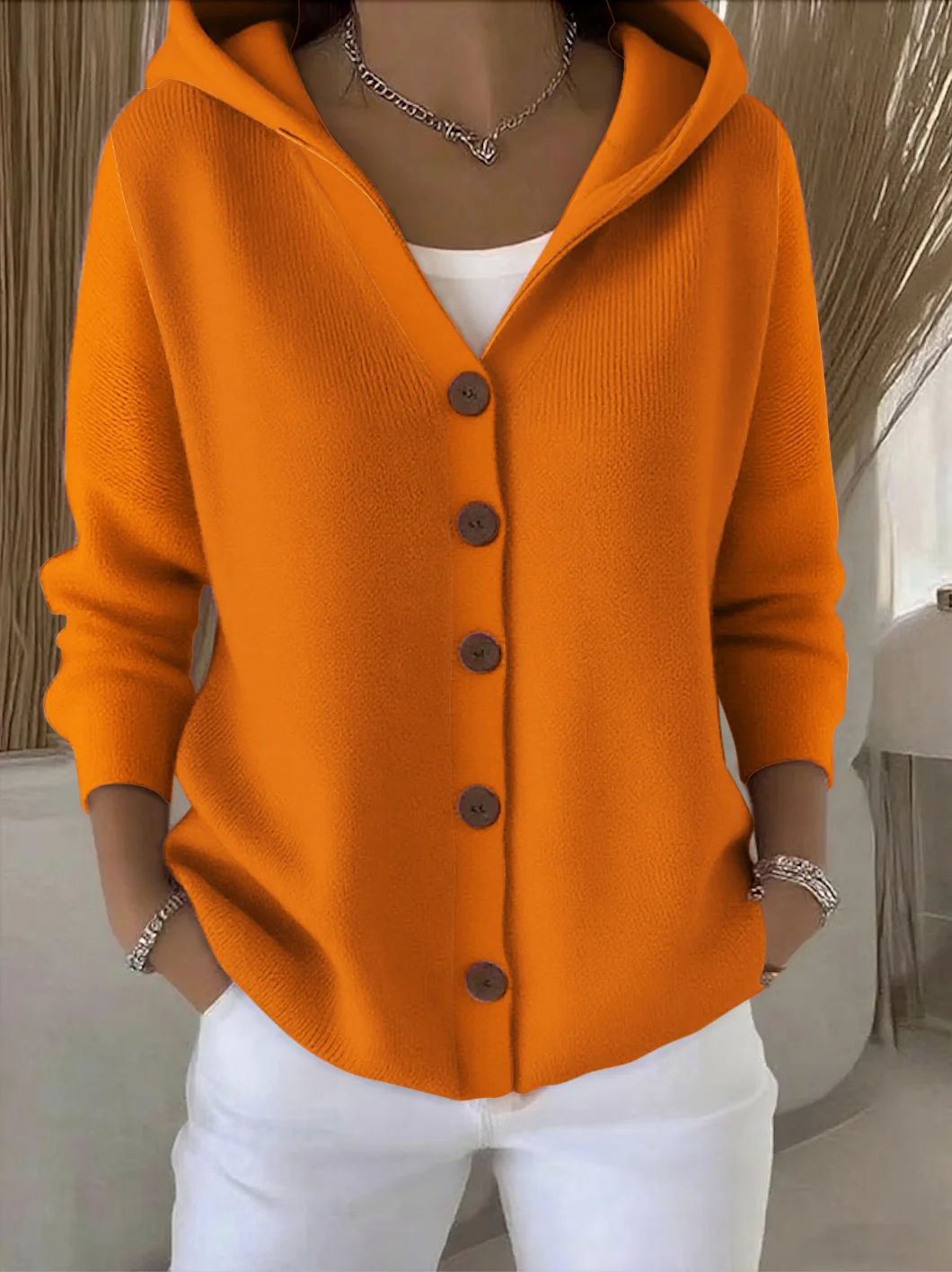 Darienne™ | Hooded Button-Up Knit Cardigan — 6