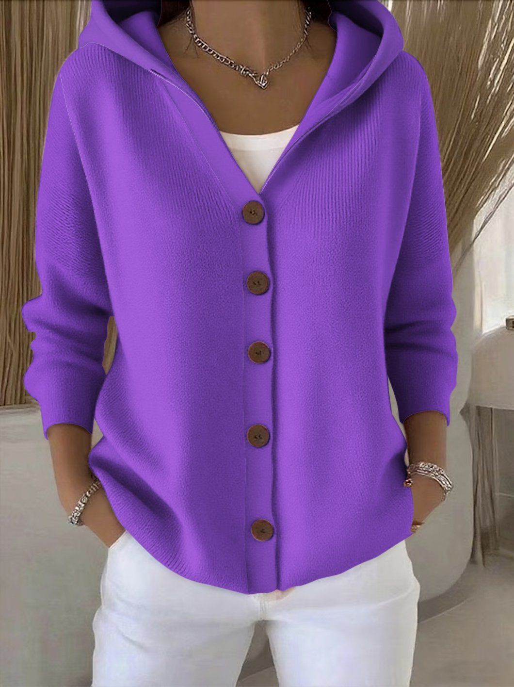 Darienne™ | Hooded Button-Up Knit Cardigan — 7