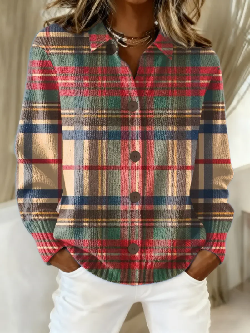Gloria | Multicolor Plaid Button Cardigan — 1