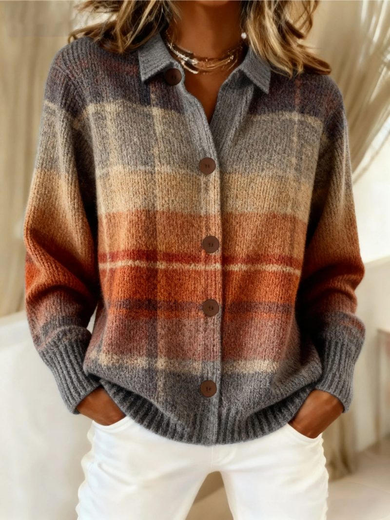 Edith | Autumn Ombre Plaid Cardigan — 1