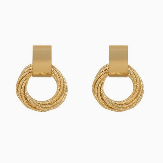 Minimalist Textured Circle Earrings — 4