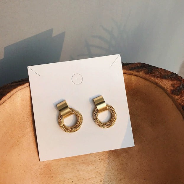 Minimalist Textured Circle Earrings — 3