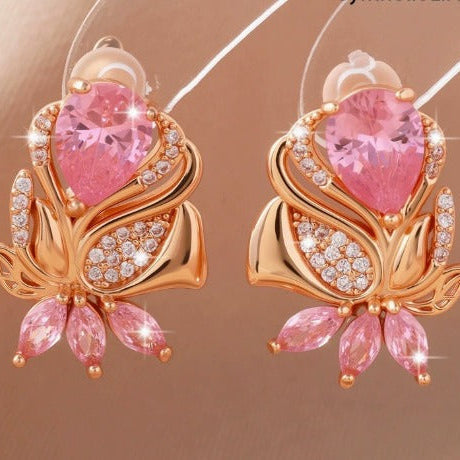 Elegant Rose Gold Flower Earrings — 4