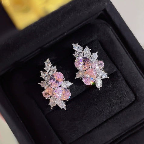Elegant Rosé Sapphire Blossom Earrings — 1