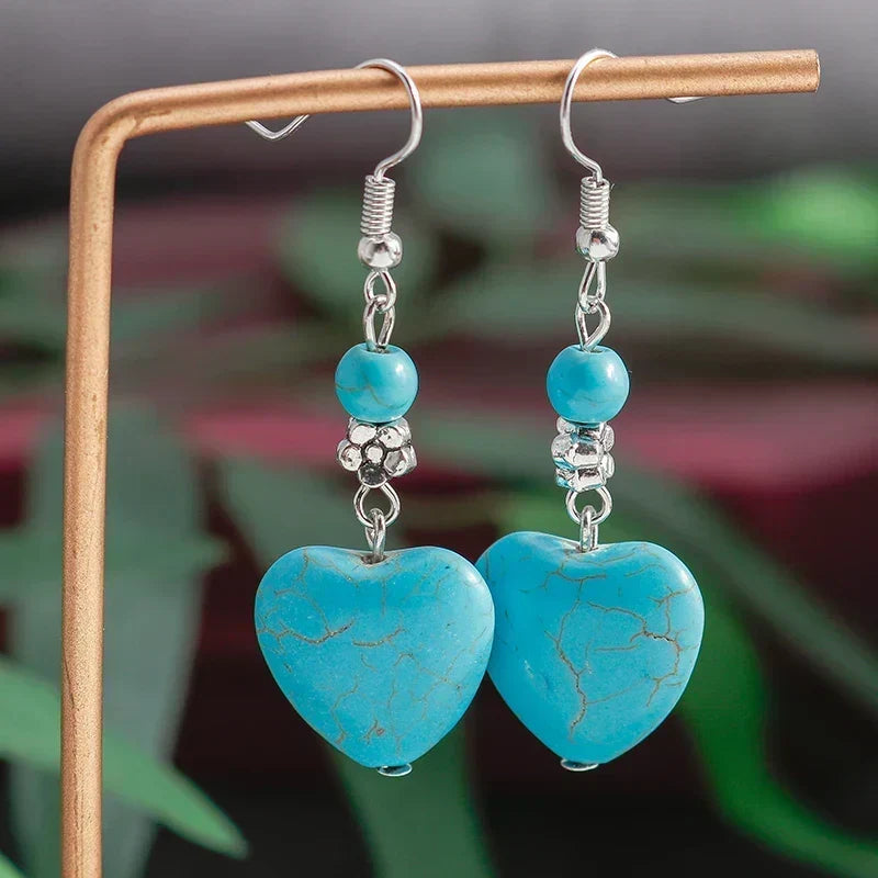 Refined Turquoise Heart Earrings — 2