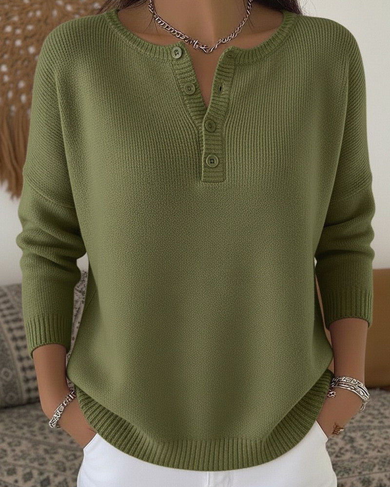 Helena™ | Henley Button-Up Knit Sweater — 1
