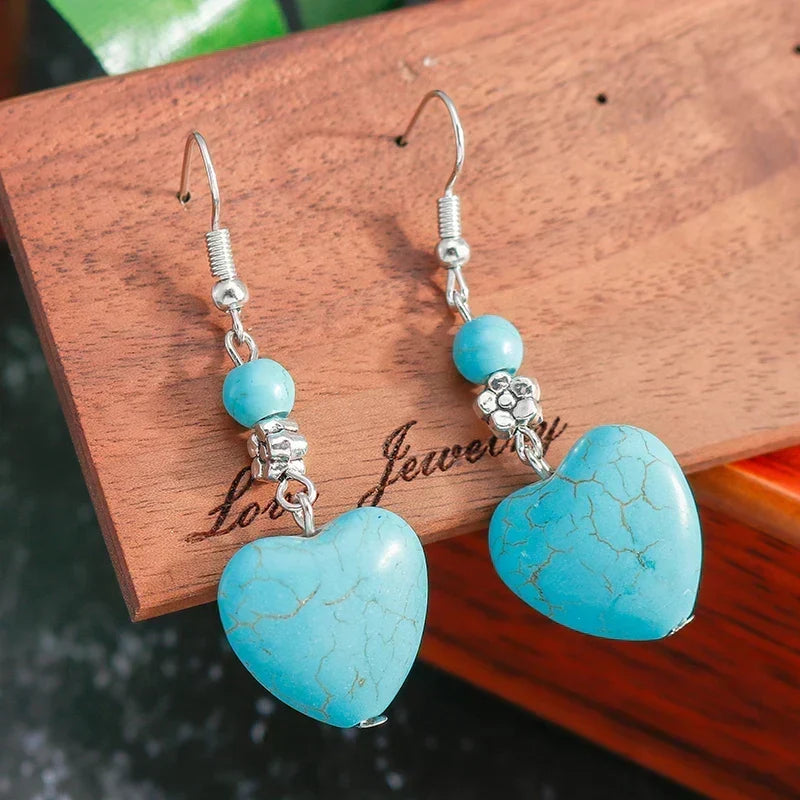 Refined Turquoise Heart Earrings — 5
