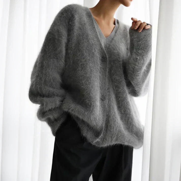 Mia | Fluffy Knit V-Neck Cardigan — 7