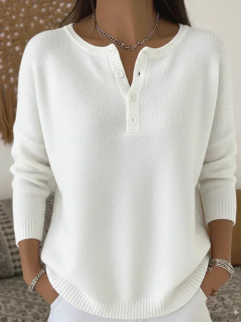 Helena™ | Henley Button-Up Knit Sweater — 6