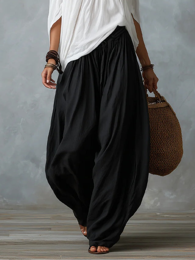 White Off-the-shoulder Top And Loose-fitting Lantern Pants Set — 5