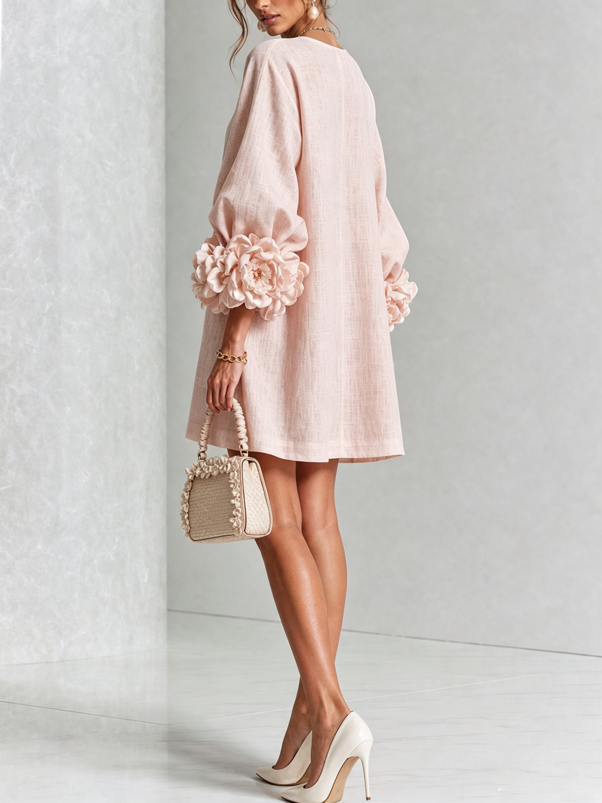 Floral Button-down Mini Dress With Striking Floral Cuffs — 21