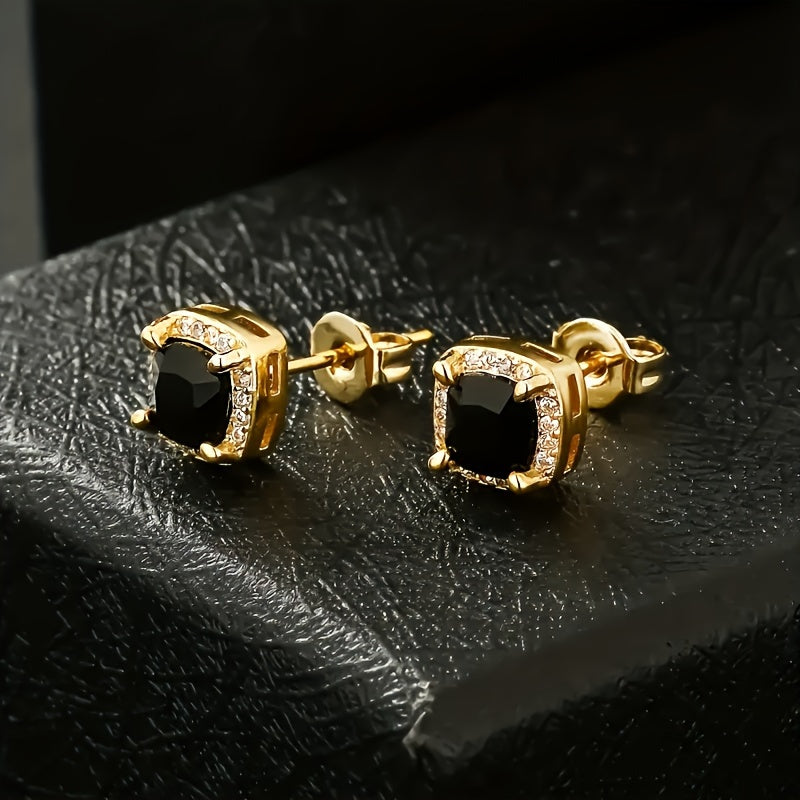 Sophisticated Gold Square Zirconia Earrings — 3