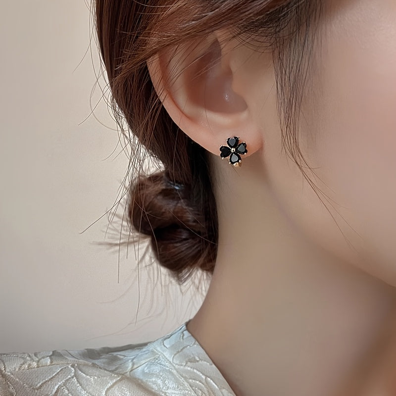 Elegant Gold Plated Flower Stud Earrings — 3