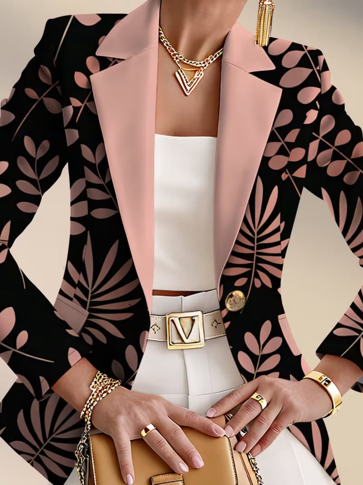 Odaya™ | Pink Leaf Blazer — 3
