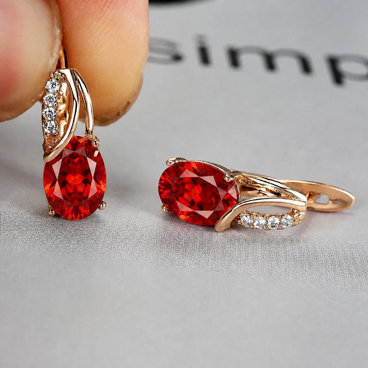 Sophisticated Ruby Glow Gold Earrings — 2