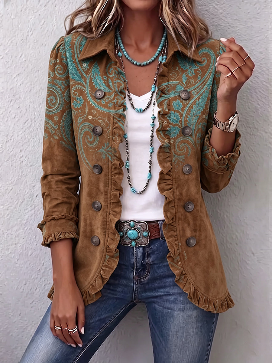 Goldenridge™ | Paisley Print Ruffle Jacket — 1
