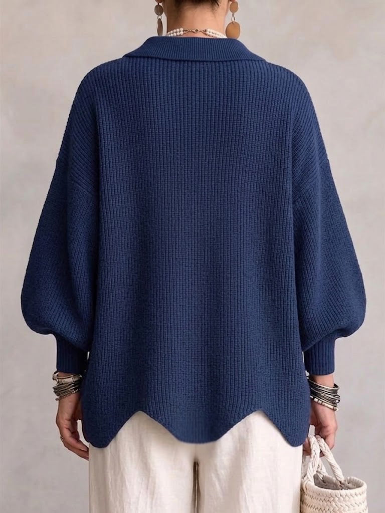 Isadora™ | Oversized Collared Cardigan With Large Metal Buttons — 2