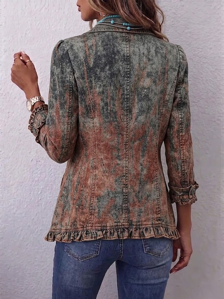 Bristow™ | Vintage Gradient Textured Print Ruffle Jacket — 2