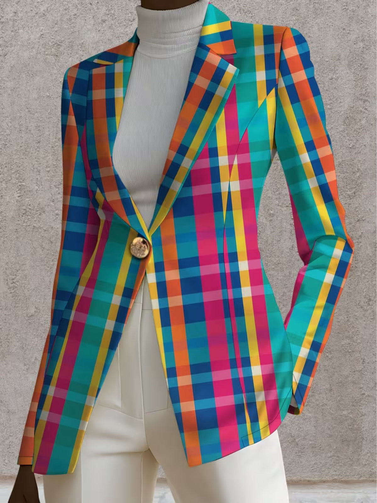 Rosaline™ | Rainbow Plaid Blazer — 5