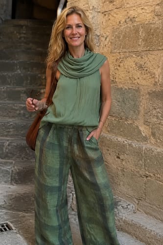 Runa™ | Sleeveless Top And Plaid Trousers Set — 7