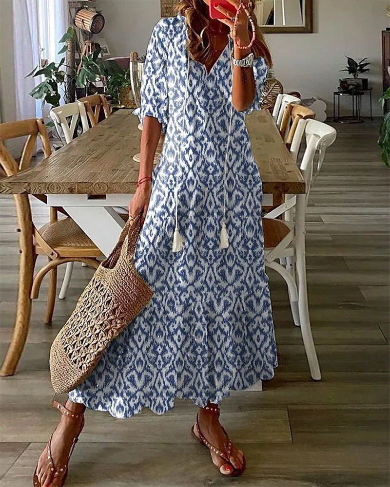 Miss | Jurk Dames Boho Maxi V-hals - Viscose