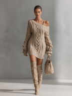 Miss | Jurk Dames Mini Casual - Kabelgebreid