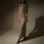 Noëlle | Off-Shoulder Maxi Jurk met Glitters & Elegante Pasvorm