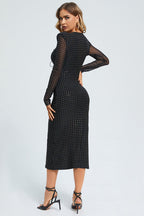 Stellar Night | Midi Jurk met Cut-Out & Sprankelende Steentjes