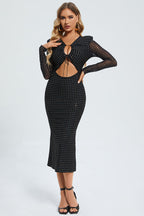 Stellar Night | Midi Jurk met Cut-Out & Sprankelende Steentjes
