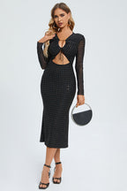 Stellar Night | Midi Jurk met Cut-Out & Sprankelende Steentjes
