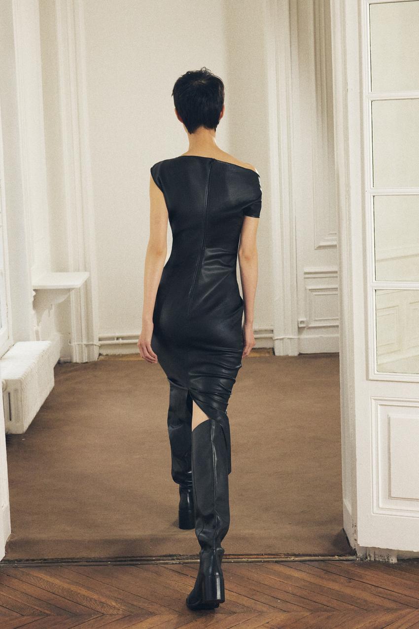 NoirDrape Faux | Midi Jurk