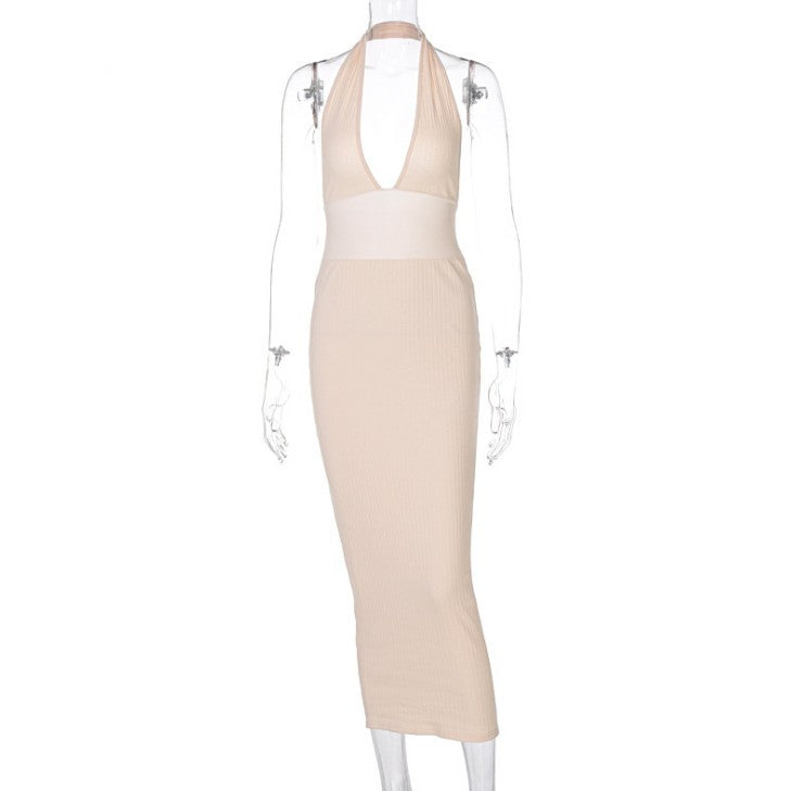 Miss | Jurk Dames Midi Backless - Gebreid