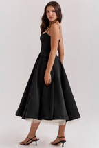 Elisa | Luxe midi jurk met corset top & volle rok