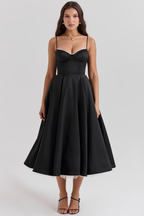 Elisa | Luxe midi jurk met corset top & volle rok