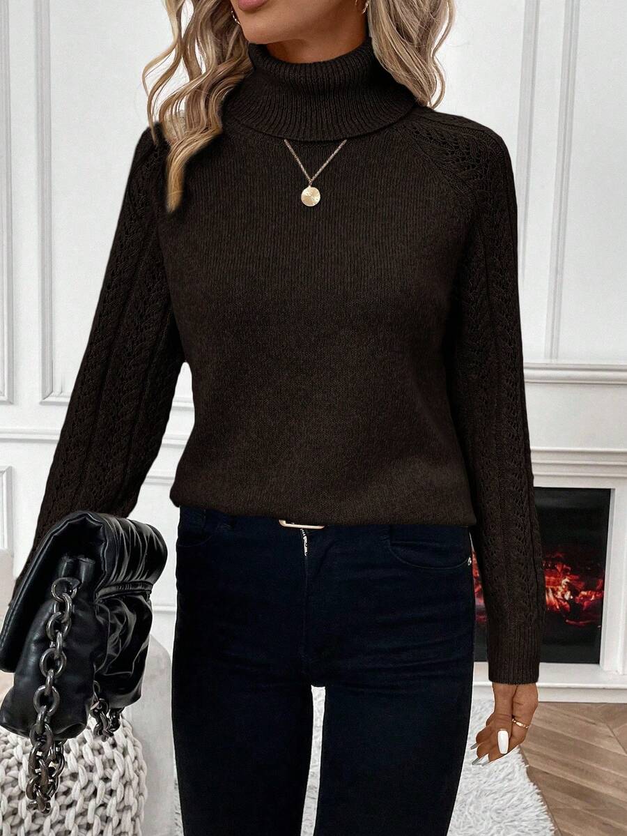 SHEIN Turtleneck Sweater,Long Sleeve Tops Knit Pullover Fall Winter Sweater