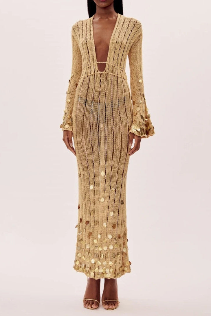 Goldie | Gouden Mesh Glamour Jurk