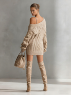 Miss | Jurk Dames Mini Casual - Kabelgebreid