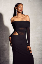 Divine Dream | Off-Shoulder Maxi Jurk met Cut-Out Detail & Mesh Effect
