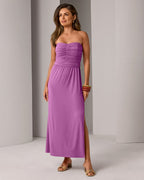 Miss | Jurk Dames Strapless Maxi Ruched - Gebreide Stof